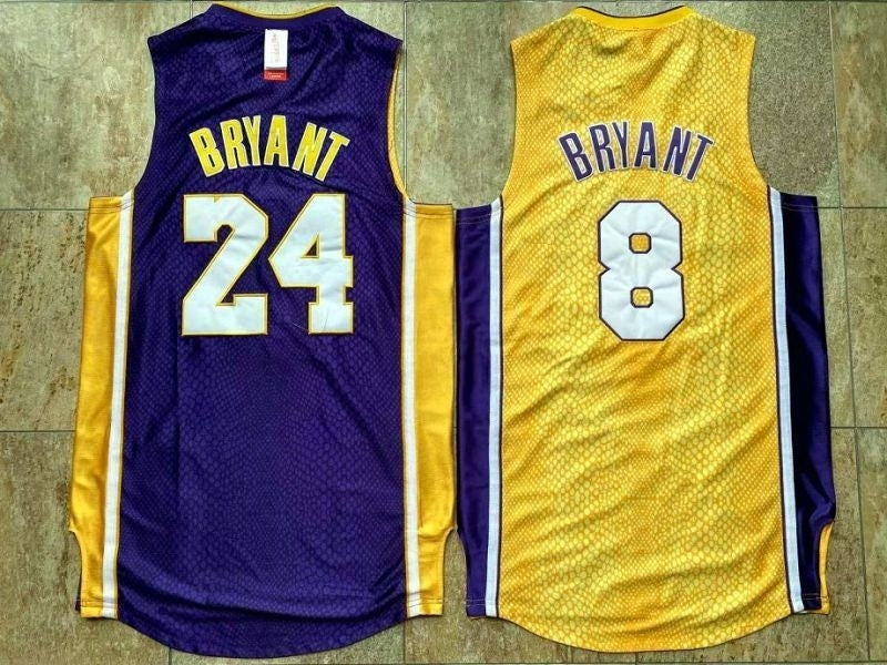 los angeles lakers #24 kobe bryant mitchell & ness Kobe Hall of Fame au Double-Sided Snakeskin Two-Tone Home Yellow 8 # Away Purple 24 # Embroidered Jersey Style 12