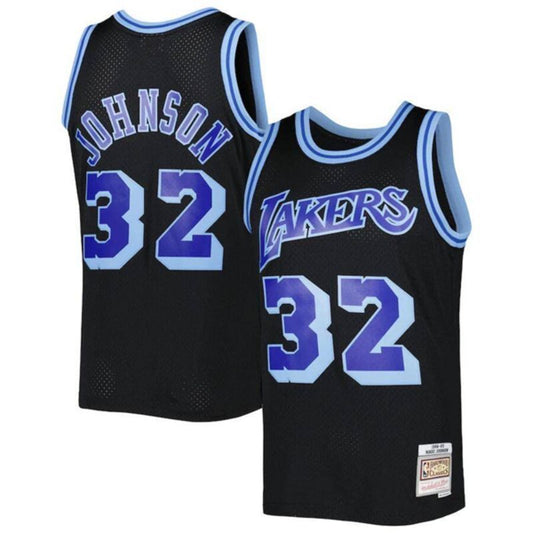 los angeles lakers #32 magic johnson black 1984-85 mitchell & ness hardwood