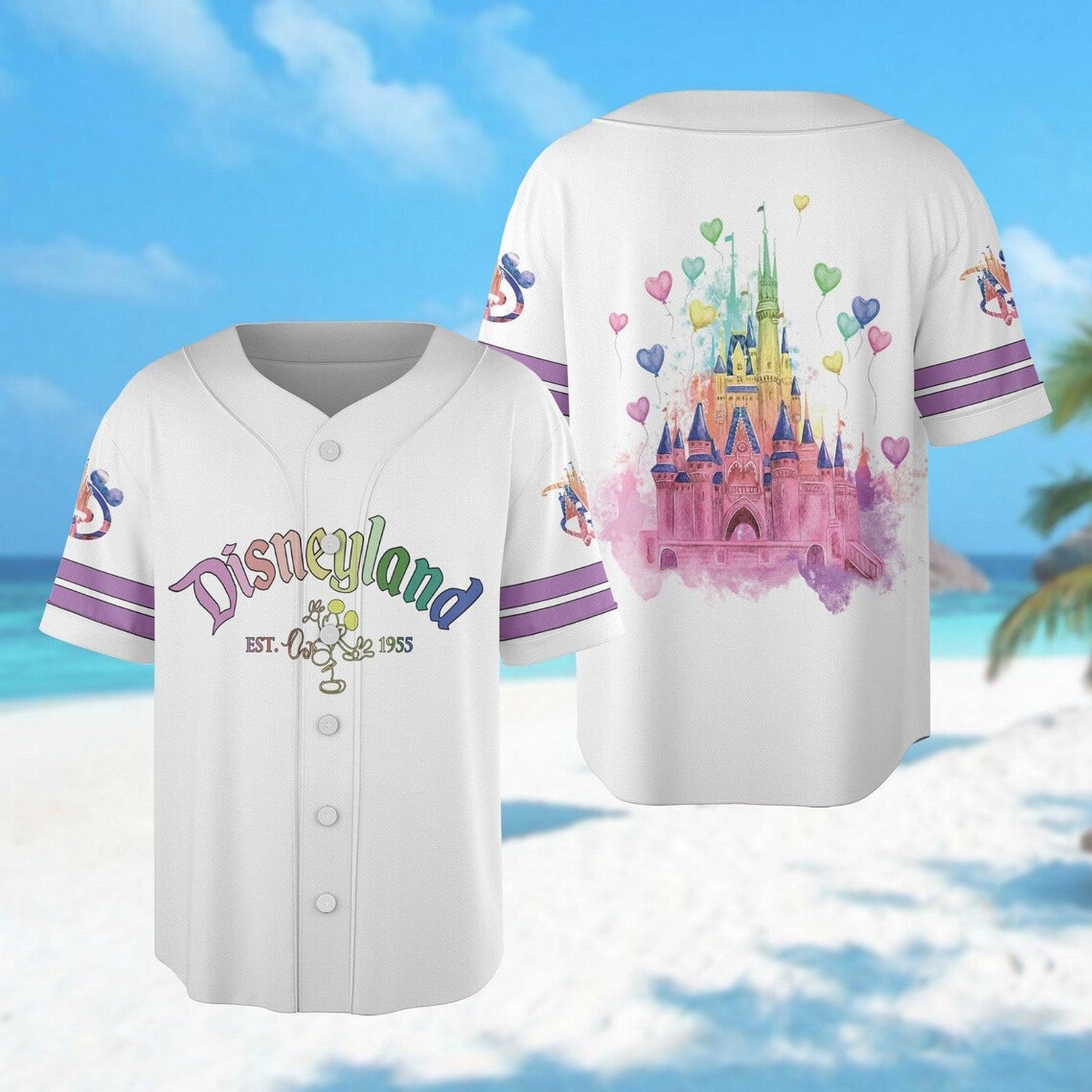 Magic Disney Castle Est.1955 Simple White Basketball Jersey