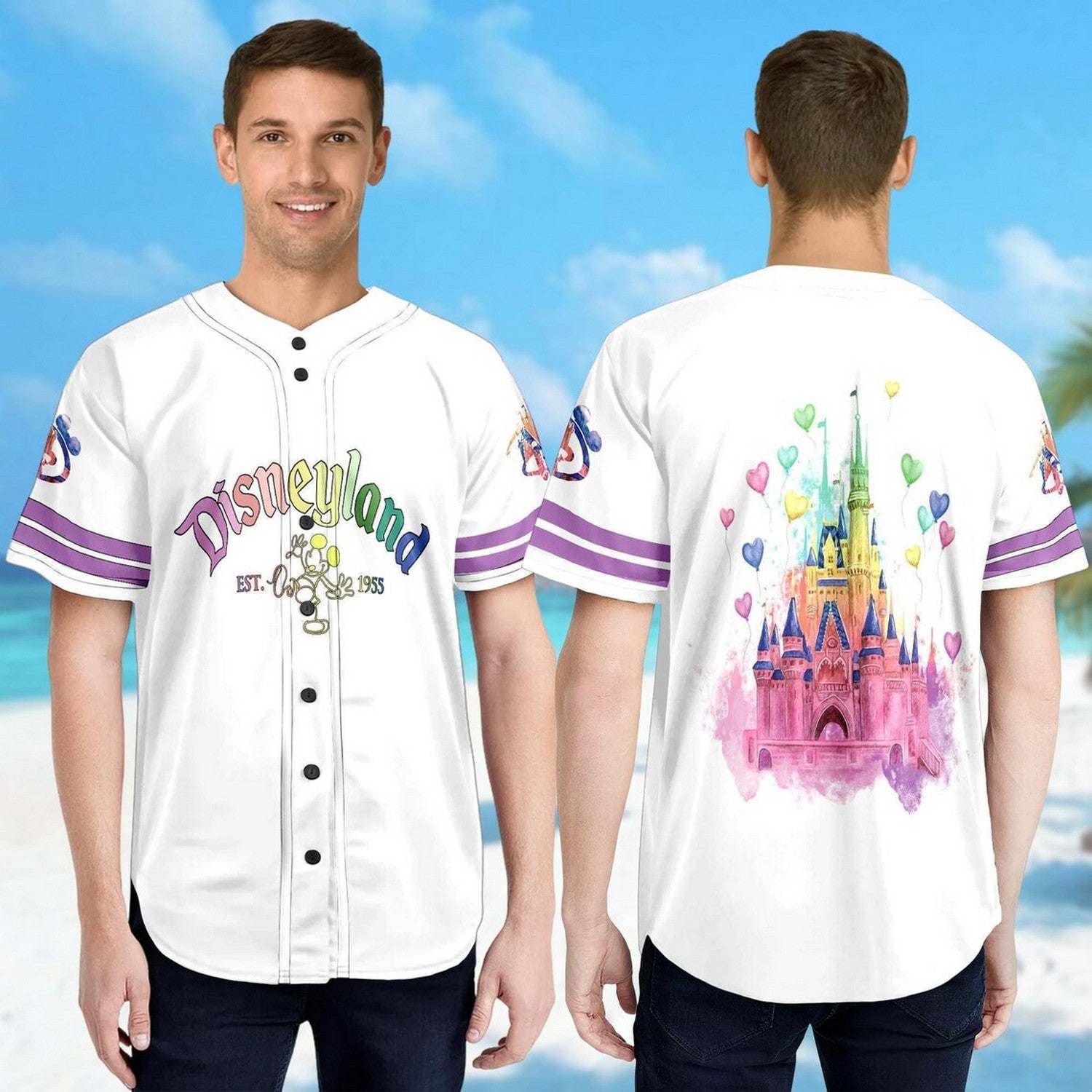 Magic Disney Castle Est.1955 Simple White Basketball Jersey