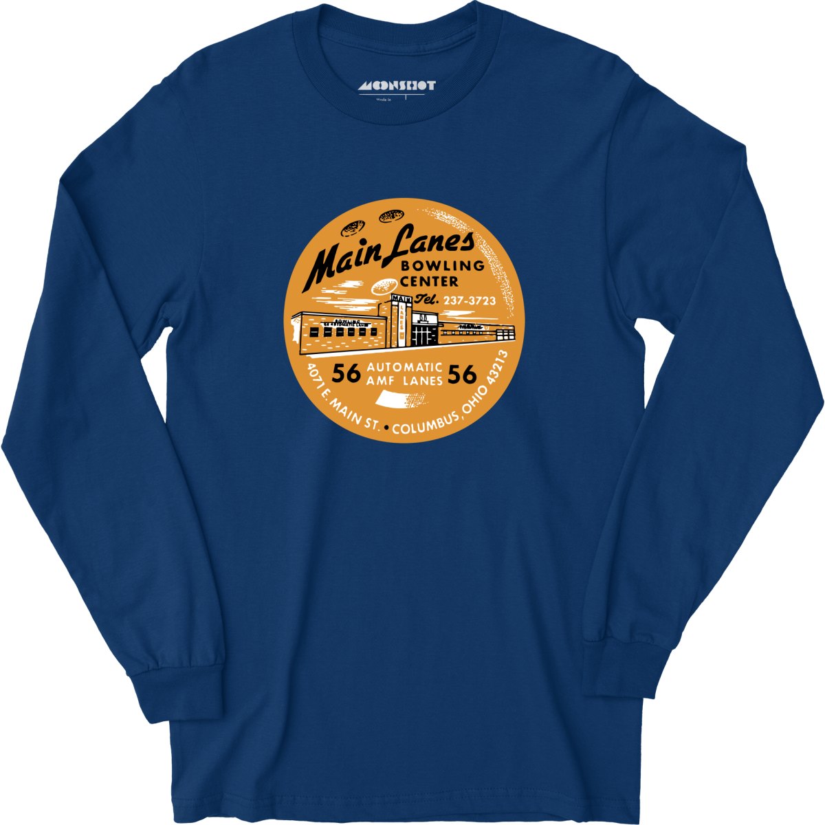 Main Lanes - Columbus Ohio - Vintage Bowling Alley - Long Sleeve T-Shirt