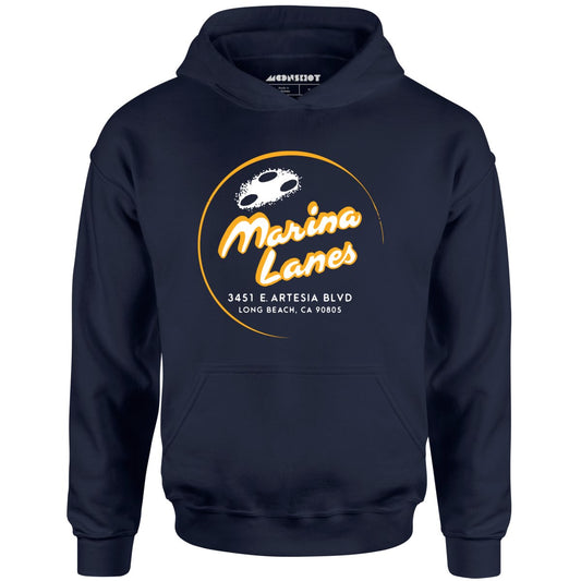 Marina Lanes - Long Beach, CA - Vintage Bowling Alley - Unisex Hoodie