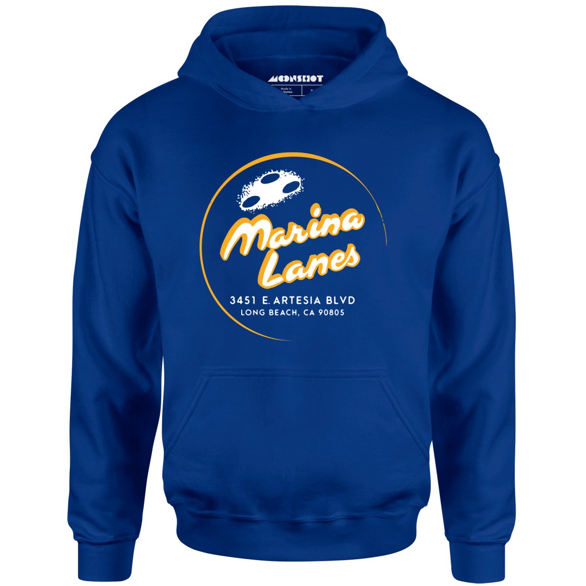 Marina Lanes - Long Beach, CA - Vintage Bowling Alley - Unisex Hoodie