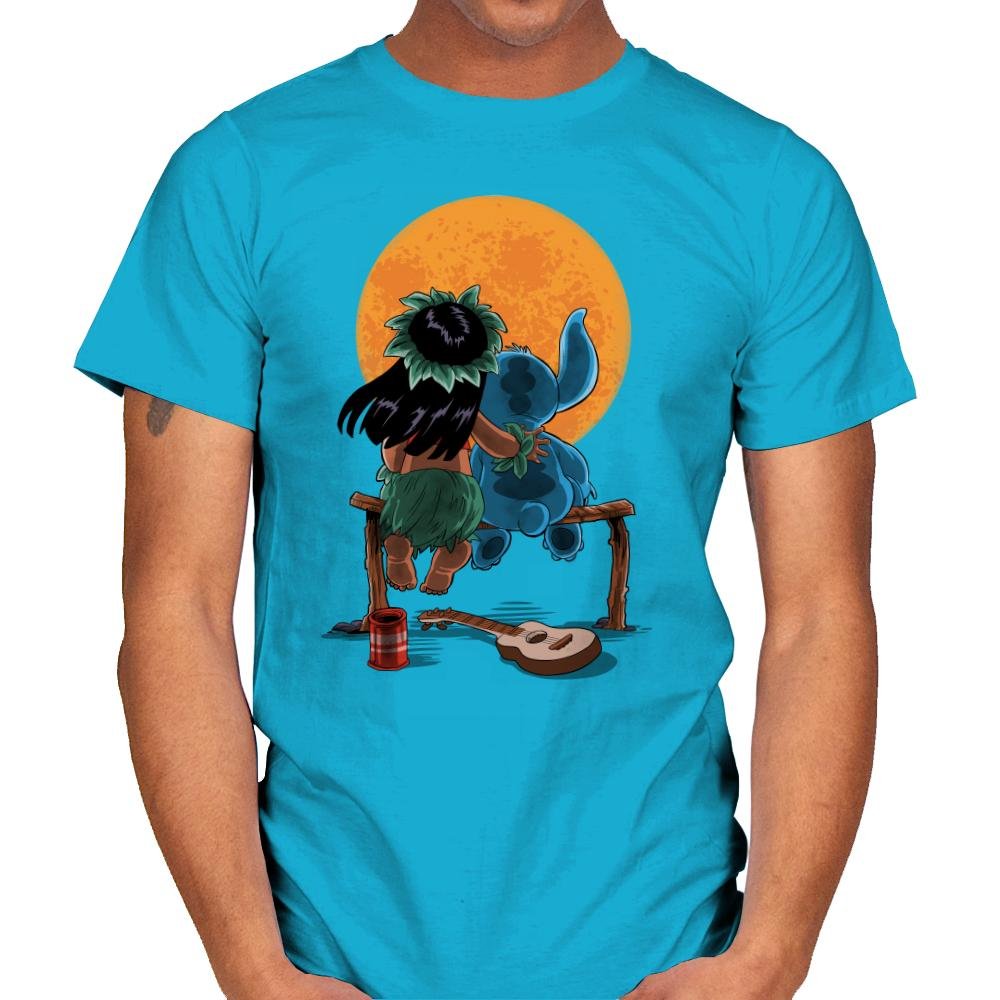 Alien and Girl Gazing at the Moon