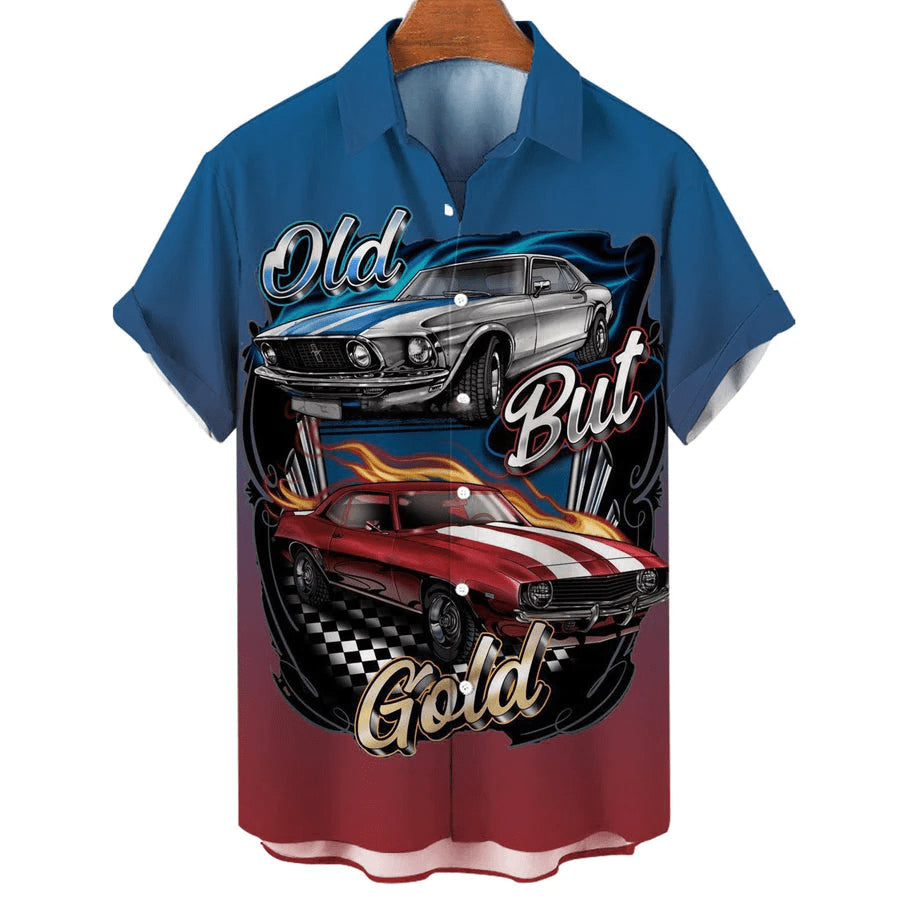 Men's Casual Holiday Car Short Sleeve Shirt, Trendy Hawaiian Shirt Vintage, Hawaii Shirts Mens