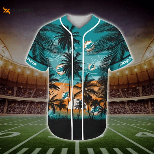 Shop the Miami Dolphins Tropical Baseball Jersey- Perfect for Sunny Miami Games! - lylyprint.com
