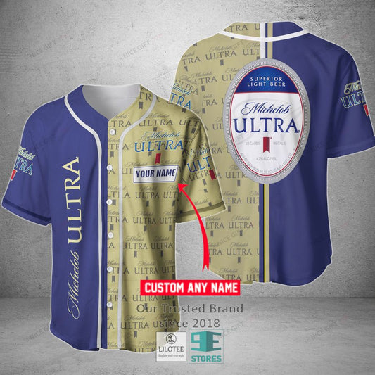 Michelob Ultra Your Name Blue Baseball Jersey