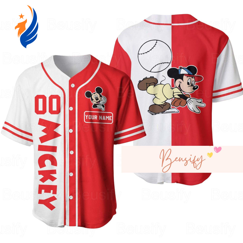 Custom Mickey Mouse Baseball Jersey - Funny Mouse Baseball Shirt for Him Sports Jersey Gift - Bafud