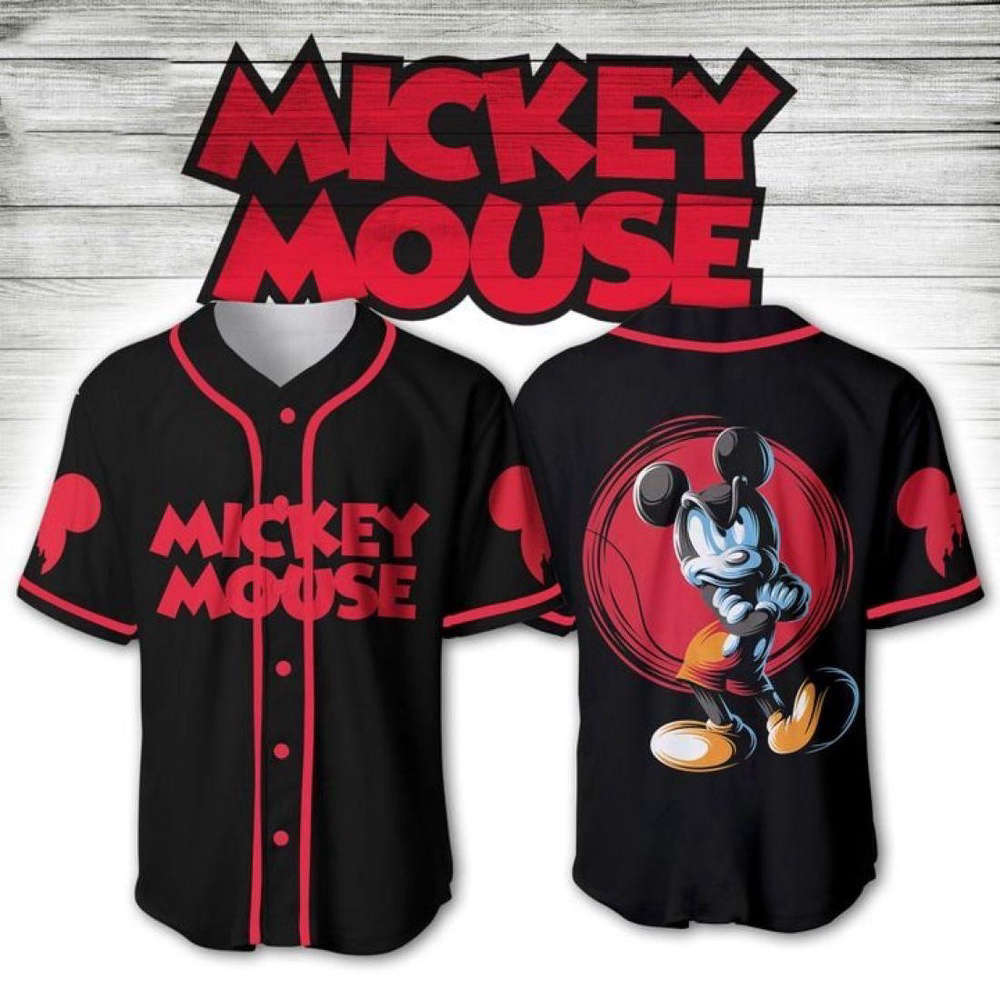 Disney Fan Gift: Grumpy Mickey Mouse Baseball Jersey Shirt - Perfect Mickey Mouse Apparel for Disney Enthusiasts! - Bafud