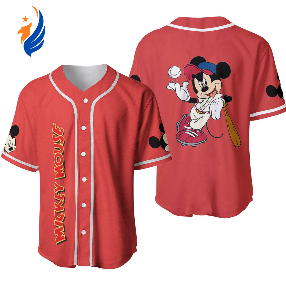 Mickey Mouse Fan Gift: Disney Baseball Jersey Shirt for Unisex Playful Disney Mickey Mouse Design - Bafud