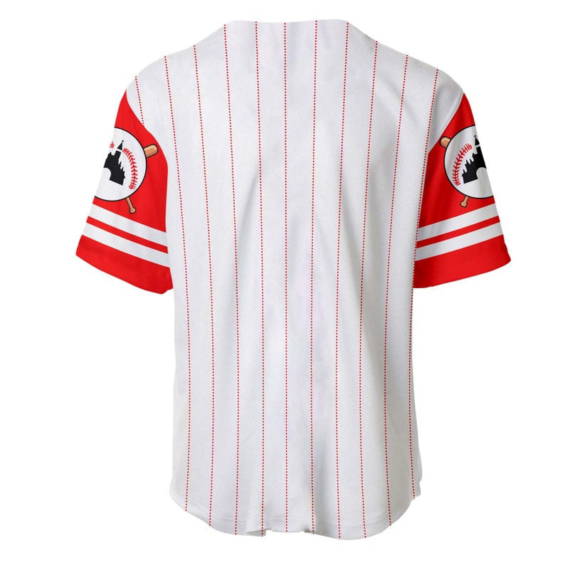 Disney Mickey Mouse & Friends Pinstripe Baseball Jersey - White: Playful & Stylish Disney Apparel - Bafud