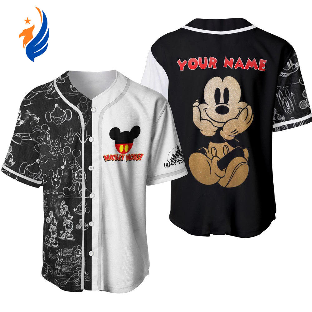 Mickey Mouse Custom Baseball Jersey: Personalized Disney Shirt with Iconic Pattern - Bafud