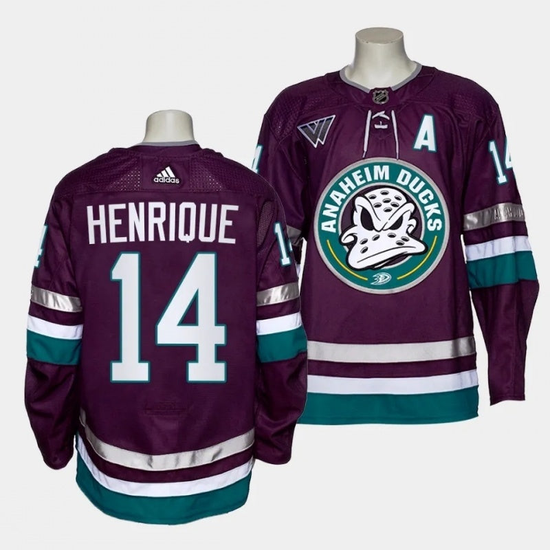 mighty ducks #14 adam henrique 2023-24 30th anniversary alternate authentic purple jersey men's