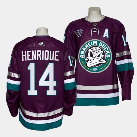 mighty ducks #14 adam henrique 2023-24 30th anniversary alternate authentic purple jersey men's