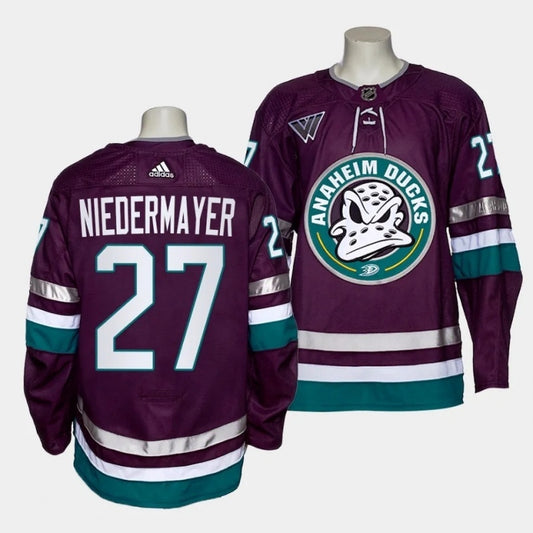 mighty ducks #27 scott niedermayer 2023-24 30th anniversary alternate authentic purple jersey men's