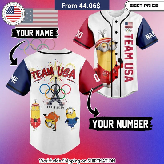 Minion Team USA Olympic Paris 2024 Baseball Jersey