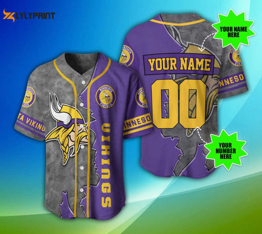 Minnesota Vikings Personalized Baseball Jersey Fan Gifts - lylyprint.com