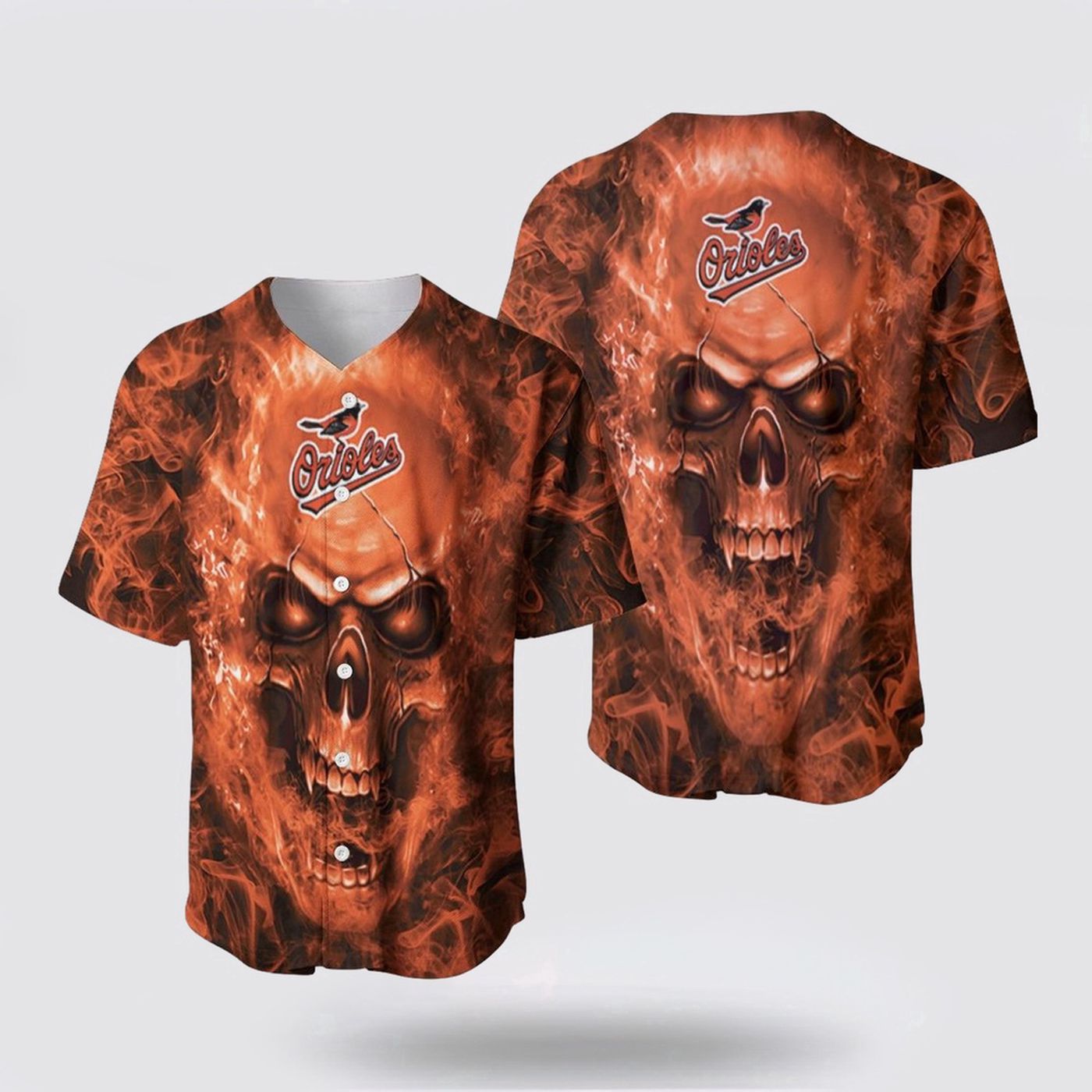 Unique & Expressive MLB Baltimore Orioles Baseball Jersey with Skull Design for Passionate Fans - Gift for Men Women - lylyprint.com