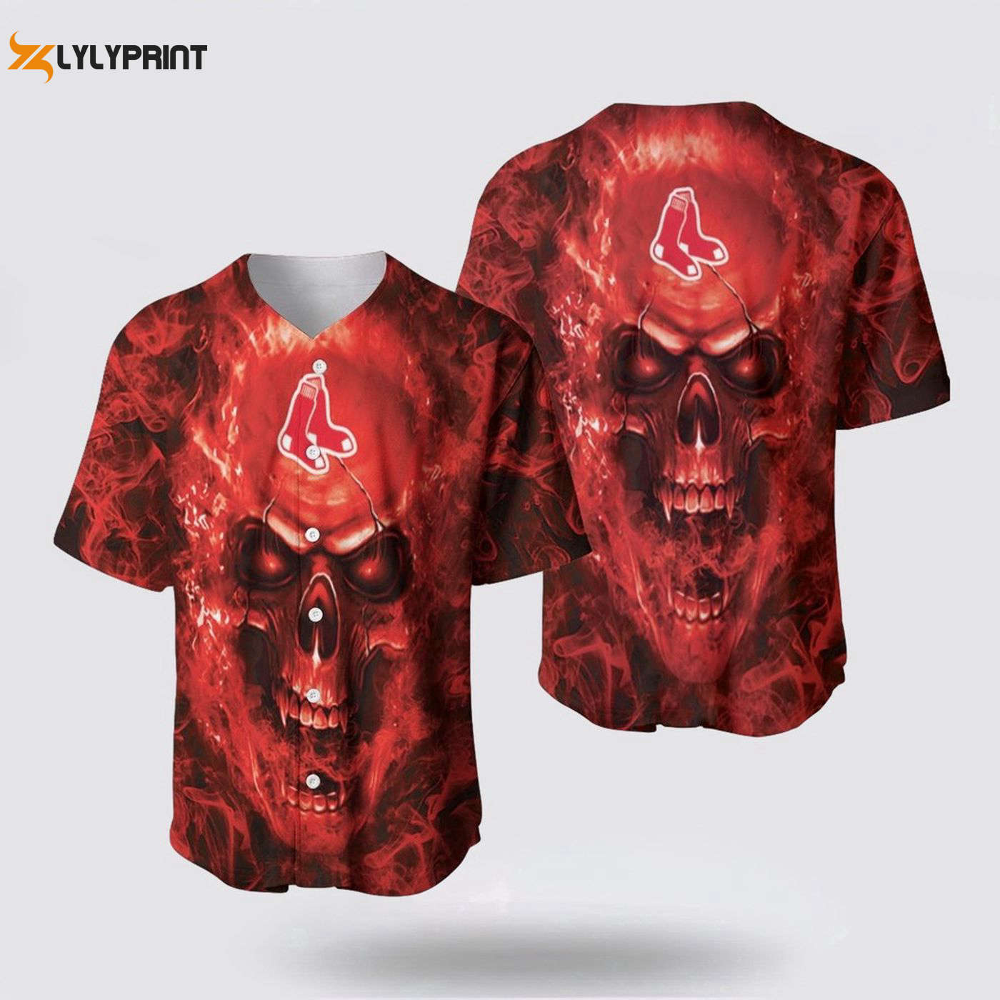 MLB Boston Red Sox Skull Baseball Jersey - Breathable & Comfortable Gear for Fans - Gift for Men Women - lylyprint.com