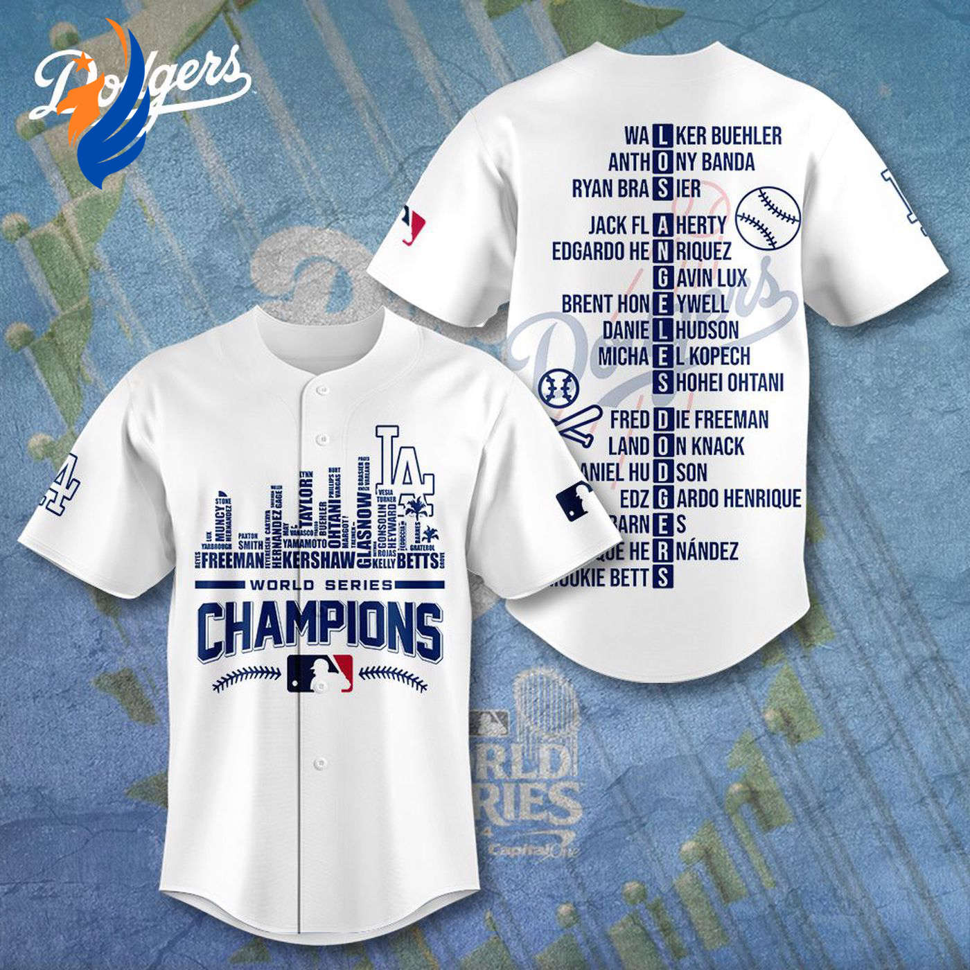 MLB Los Angeles Dodgers 2024 World Series Champions Design Baseball Jersey Gift for Men Women - Bafud
