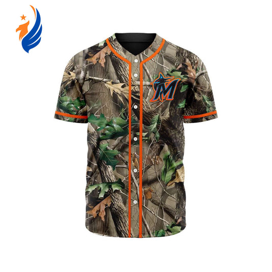 MLB Miami Marlins Special Realtree Camo Hunting Baseball Jersey Gift for Men Women - Bafud