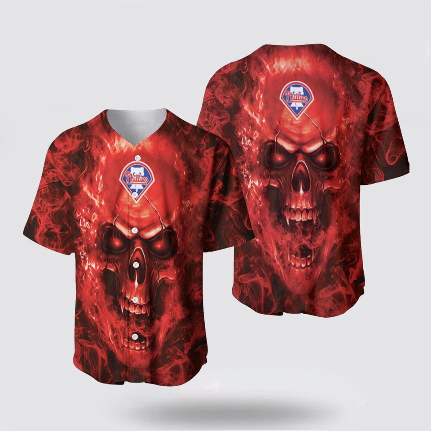MLB Philadelphia Phillies Baseball Jersey Skull: Vibrant Fan Choice for Any Field! - Gift for Men Women - lylyprint.com
