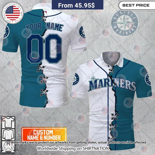 MLB Seattle Mariners Mix jersey Style Custom Polo