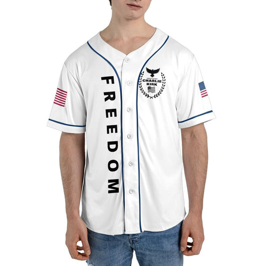 Freedom Charlie Kirk Forever In Our Hearts White Baseball Jersey
