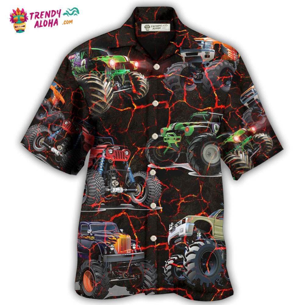 Monster Truck Lava Style Hawaiian Shirt - Trendy Aloha