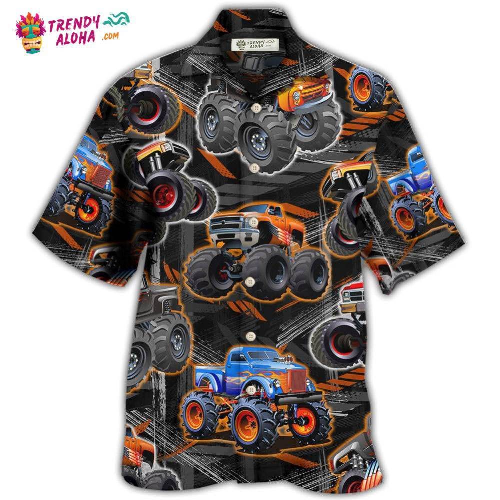 Monster Truck Racing Art Hawaiian Shirt - Trendy Aloha