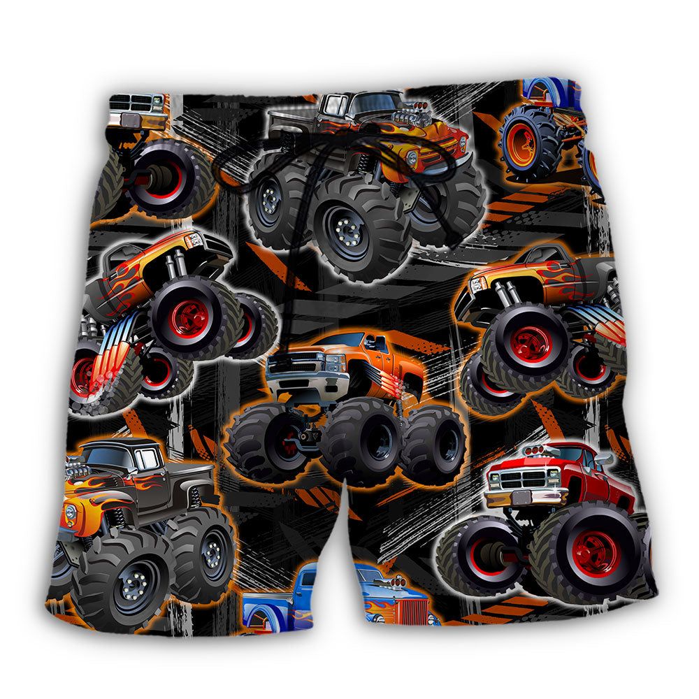 Monster Truck Racing Art Trendy Aloha Hawaiian Beach Shorts