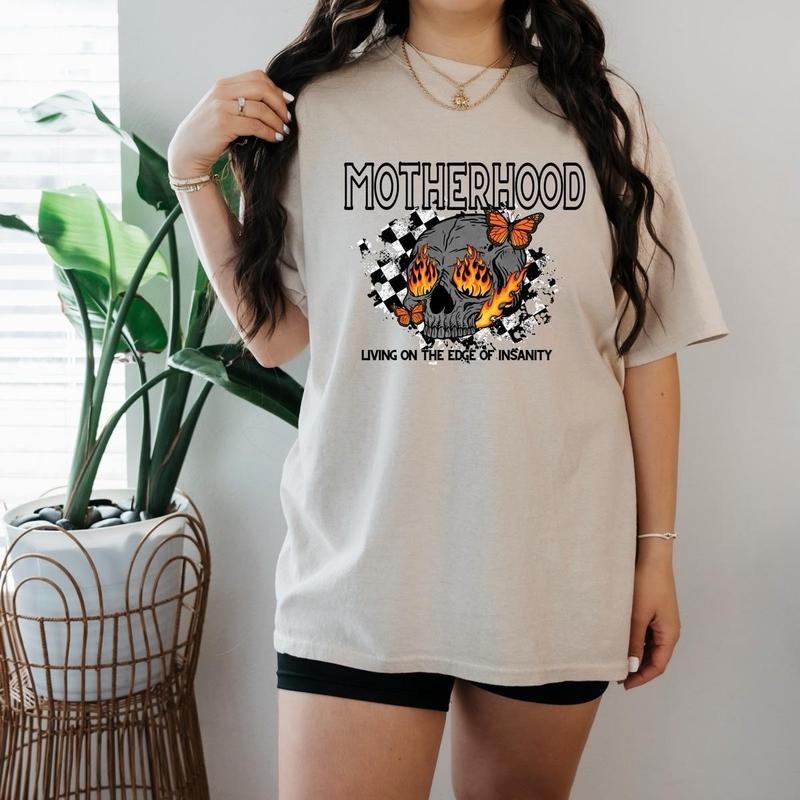 motherhood on the edge of insanity T-shirt DRG Hoodie, Sweatshirt | InkThreadWorks.com