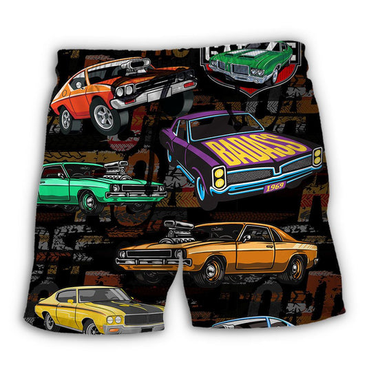 Muscle Car Racing Speed Road Trendy Aloha Hawaiian Beach Shorts