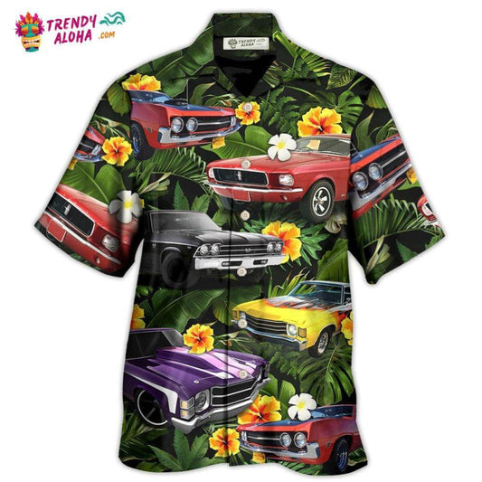Muscle Car Tropical Vibe Hawaiian Shirt - Trendy Aloha