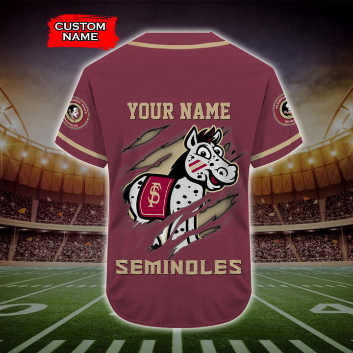NCAA Florida State Seminoles Custom Name Number Mascot Baseball Jersey Unisex Shirt