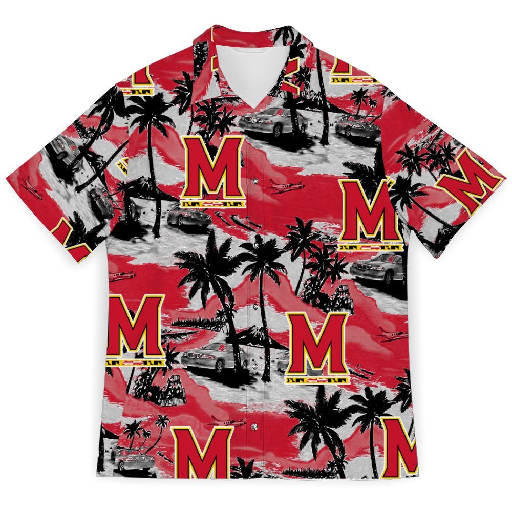 Ncaa Maryland Terrapins Coconut Trees Car Trendy Hawaiian Shirt Aloha Shirt