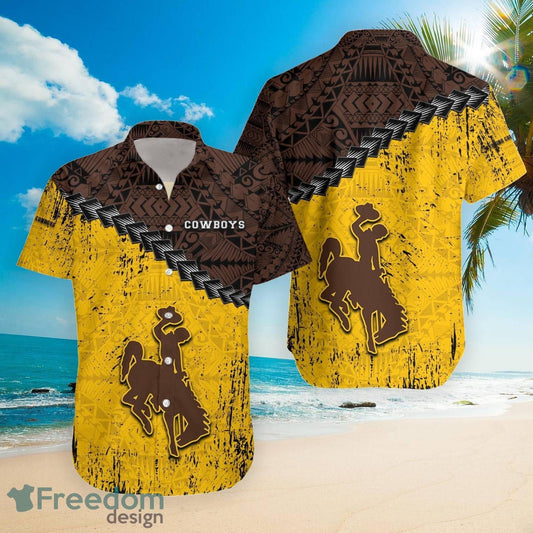 Ncaa Wyoming Cowboys Grunge Polynesian Tattoo Trendy Hawaiian Shirt Aloha Shirt