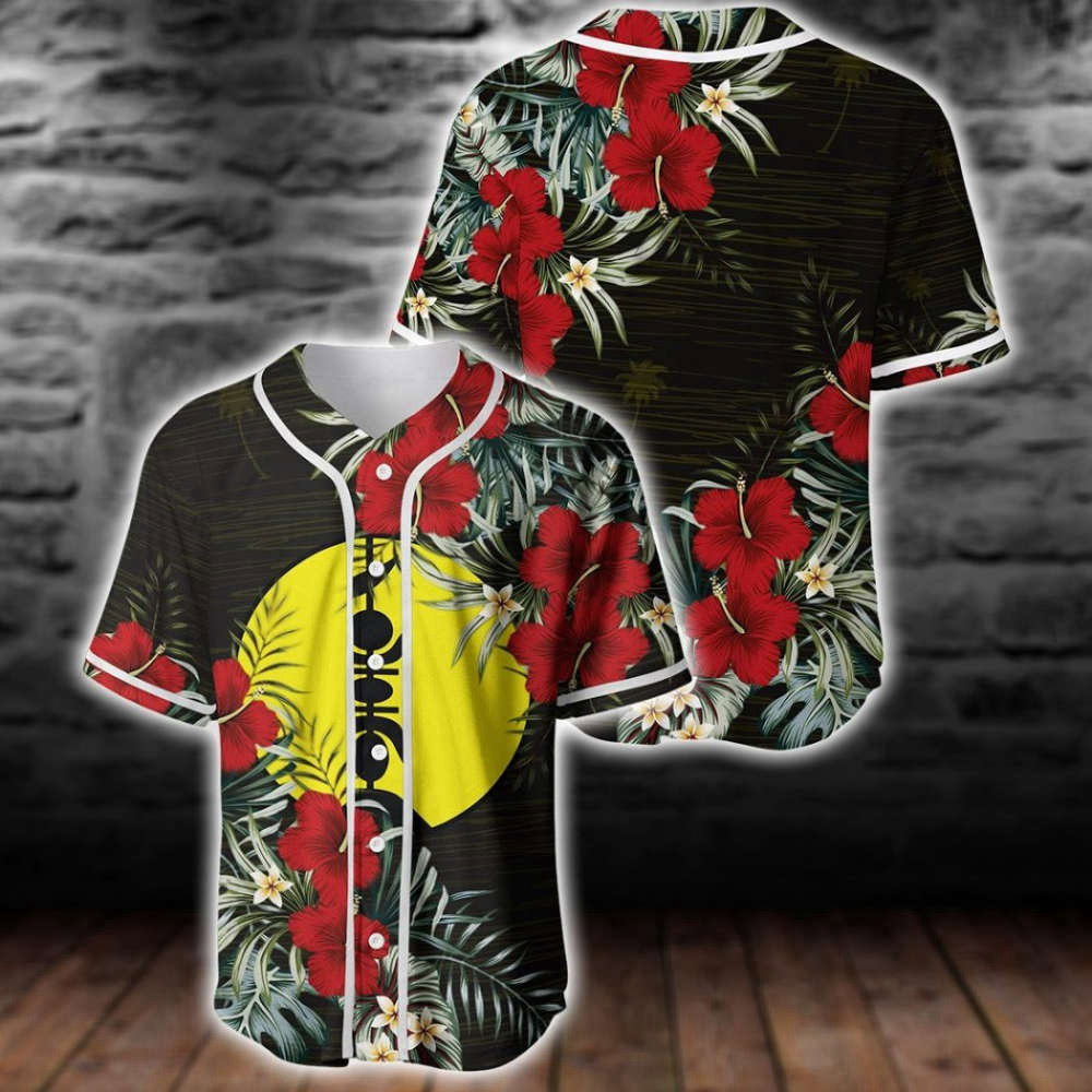 New Caledonia Flag Hibiscus Baseball Jersey: Vibrant Design for Fans - Aopprinter