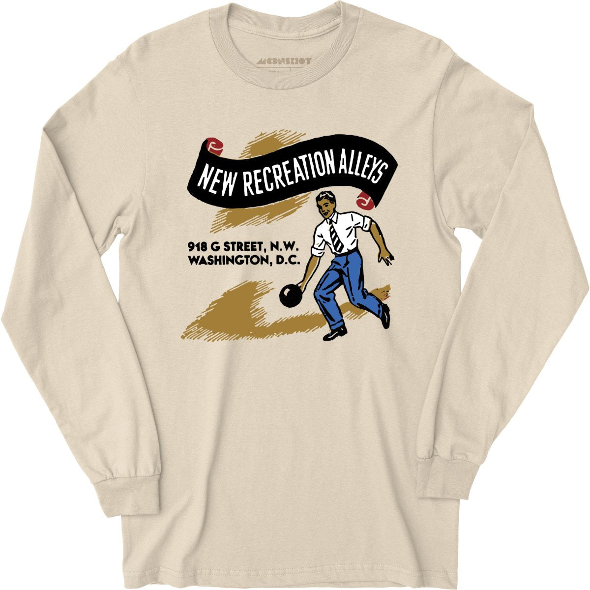 New Recreation Alleys - Washington D.C. - Vintage Bowling Alley - Long Sleeve T-Shirt