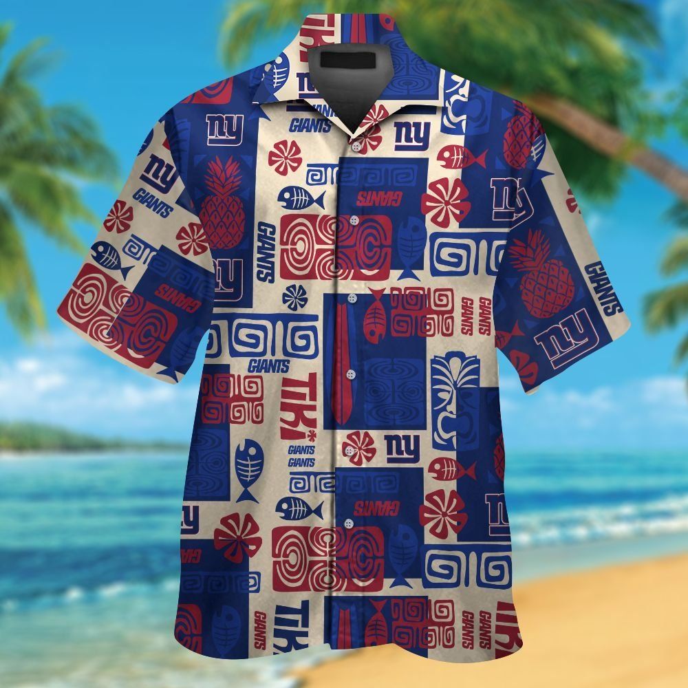 New York Giants Short Sleeve Button Up Tropical Hawaiian Shirt VER016
