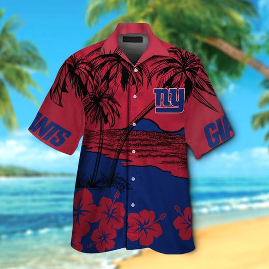 New York Giants Short Sleeve Button Up Tropical Hawaiian Shirt VER07