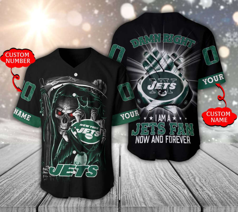New York Jets Baseball Jersey Personalized Skull Damn Right Gift For Men Women - lylyprint.com