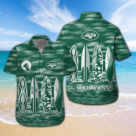 New York Jets Short Sleeve Button Up Tropical Hawaiian Shirt VER017
