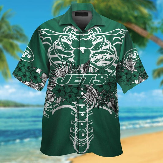 New York Jets Short Sleeve Button Up Tropical Hawaiian Shirt VER021