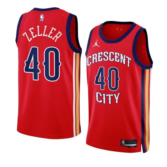 new orleans pelicans #40 cody zeller 2023-24 statement edition red swingman jersey