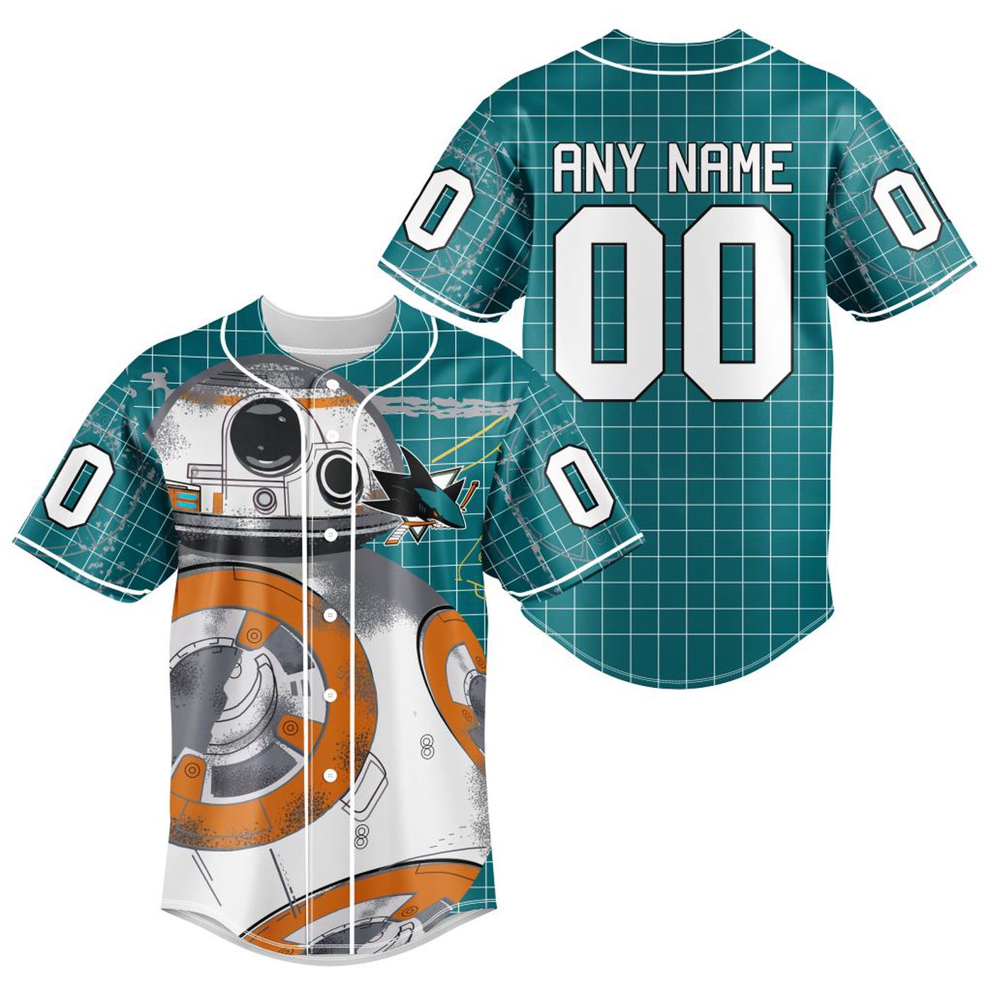 NHL San Jose Sharks | Specialized Baseball Jersey X BB-8 D Star War - Bafud
