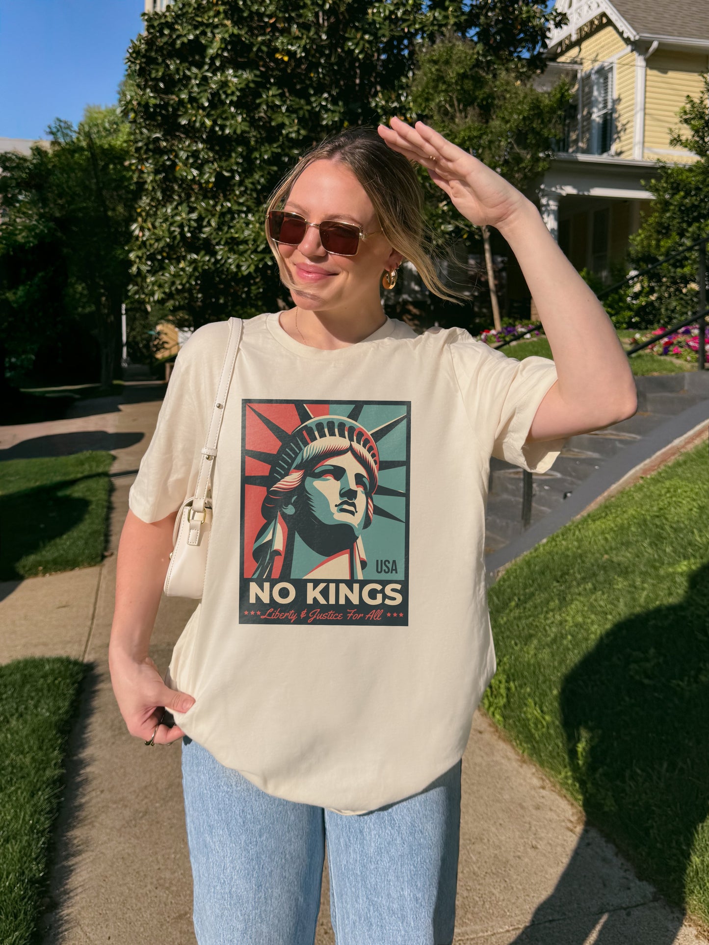 No Kings - Liberty and Justice For All T-Shirt Hoodie, Sweatshirt | InkThreadWorks.com (Image 2)