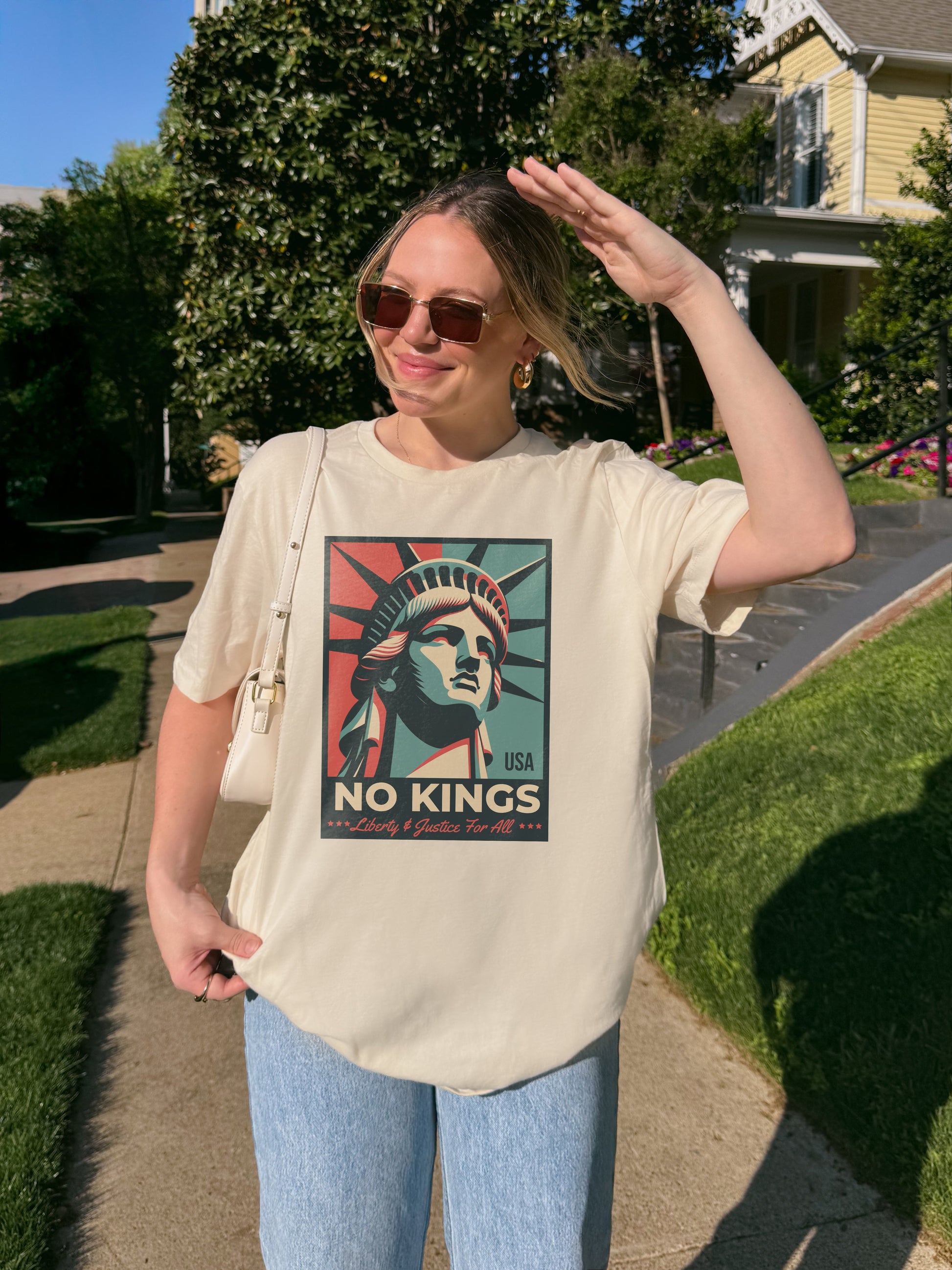 No Kings - Liberty and Justice For All T-Shirt Hoodie, Sweatshirt | InkThreadWorks.com (Image 2)