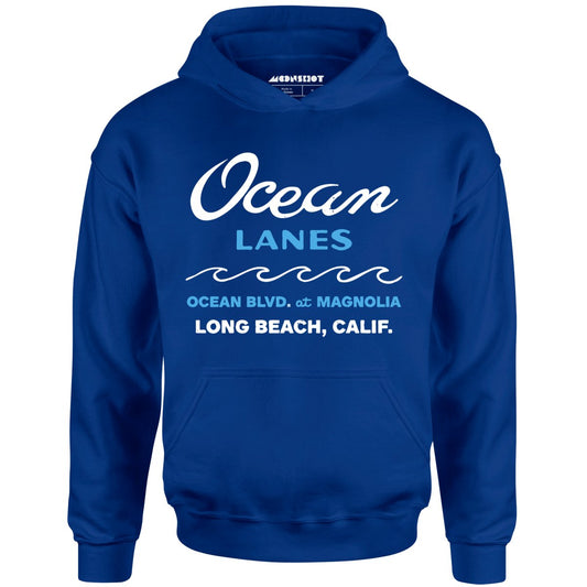 Ocean Lanes - Long Beach, CA - Vintage Bowling Alley - Unisex Hoodie