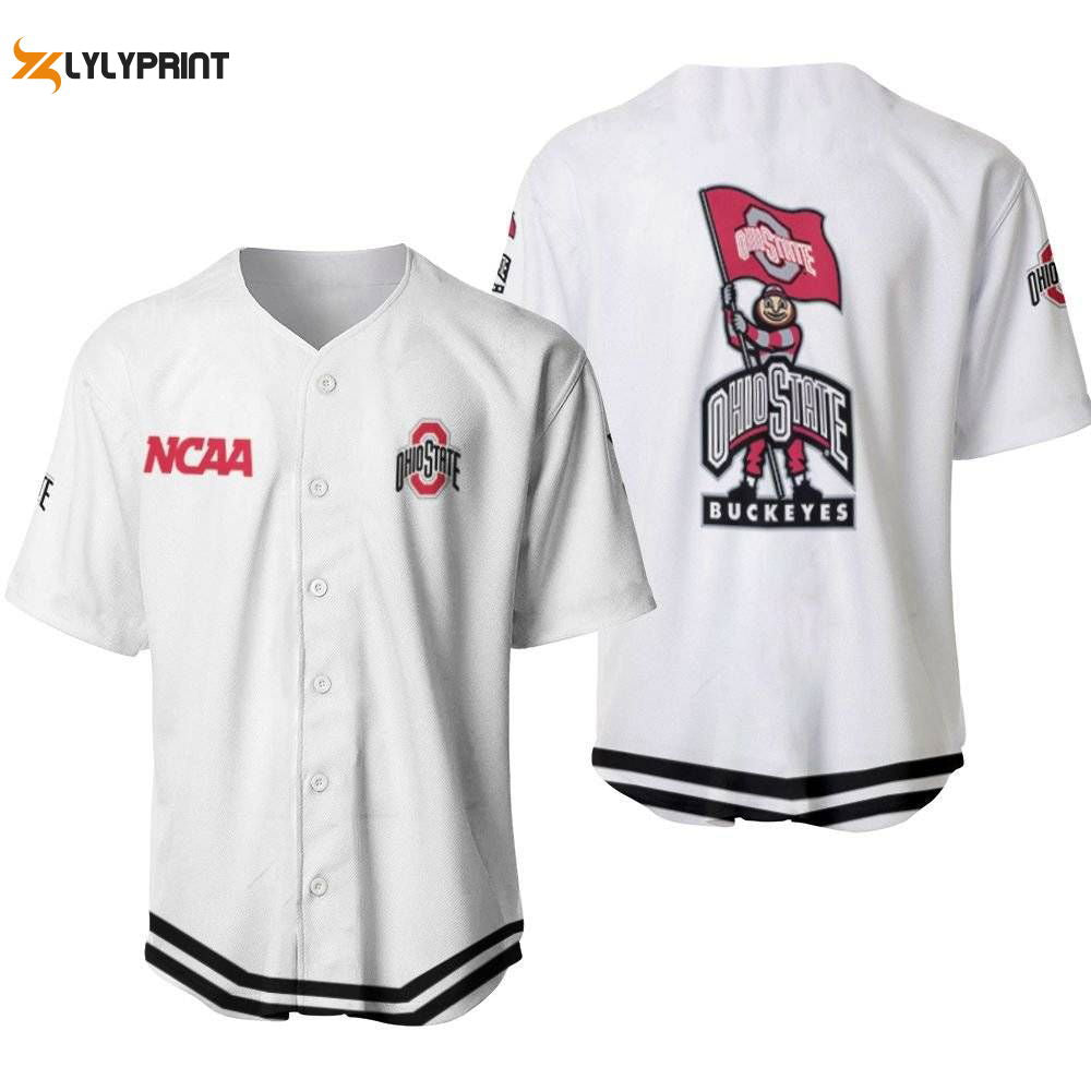Ohio State Buckeyes Classic White With Mascot Gift For Ohio State Buckeyes Fans Baseball Jersey Gifts for Fans - lylyprint.com